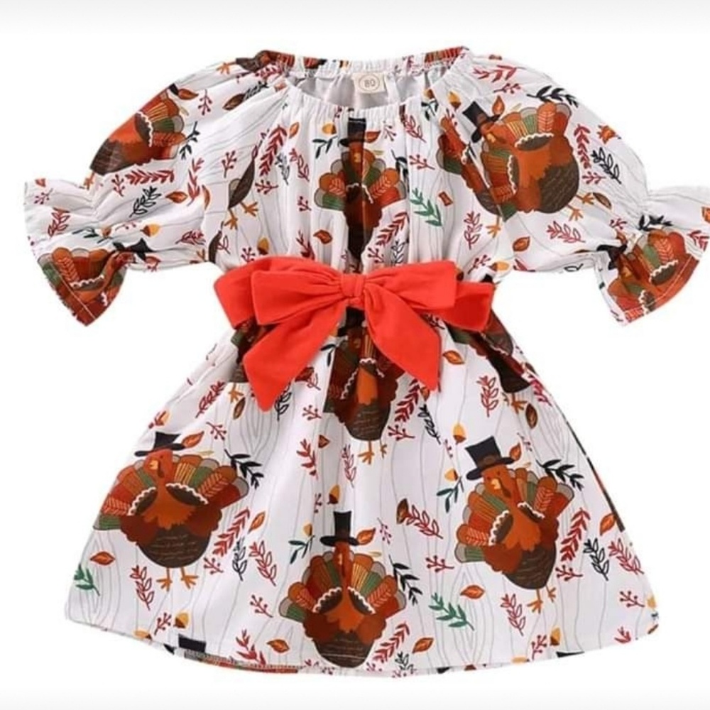 Girls turkey smocked dress